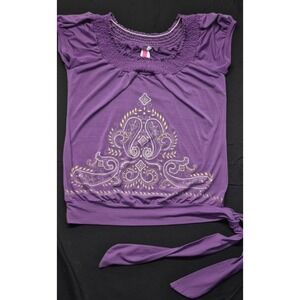 Heart Soul women's 70's inspired‎ purple top sz L
